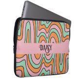 Personalisierte, fette Retro-Abstrakte Wavy Lines Laptopschutzhülle (Vorne Rechts)