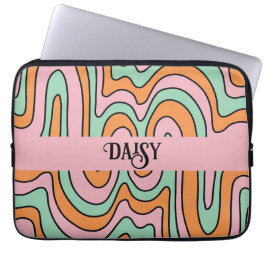 Personalisierte, fette Retro-Abstrakte Wavy Lines Laptopschutzhülle