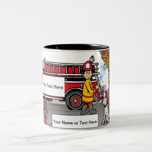 Personalisierte Feuerwehr - Cartoon von Männern Zweifarbige Tasse (Mittel)