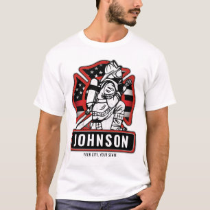 Personalisierte Feuerwehr Feuerwache Patriotische  T-Shirt