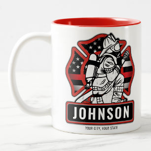 Personalisierte Feuerwehr Feuerwache Patriotische  Zweifarbige Tasse