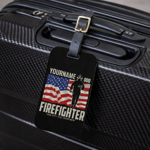 Personalisierte Feuerwehr-Rettungsflagge USA Patri Gepäckanhänger