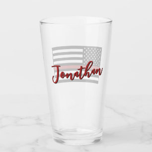 Personalisierte Feuerwehr Thin Red Line Flagge Glas