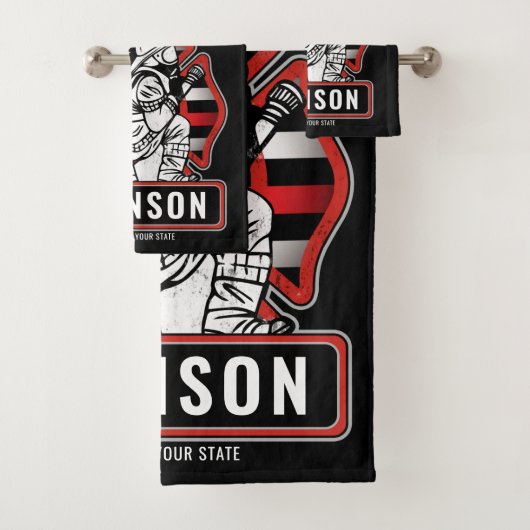 Personalisierte Feuerwehrfeuerfestungsflagge Badhandtuch Set (Insitu)