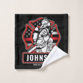 Personalisierte Feuerwehrfeuerfestungsflagge Badhandtuch Set (Waschlappen)