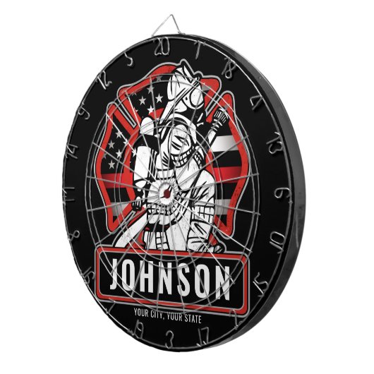 Personalisierte Feuerwehrfeuerfestungsflagge Dartscheibe (Vorderseite rechts)