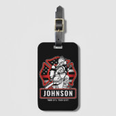 Personalisierte Feuerwehrfeuerfestungsflagge Gepäckanhänger (Vorderseite Vertikal)