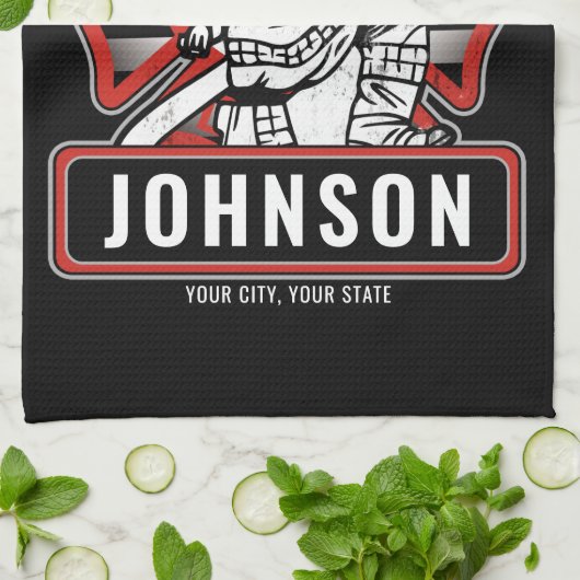 Personalisierte Feuerwehrfeuerfestungsflagge Geschirrtuch (Gefaltet)