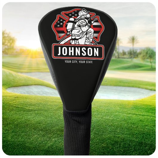 Personalisierte Feuerwehrfeuerfestungsflagge Golf Headcover