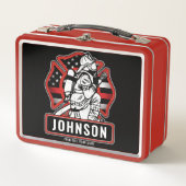 Personalisierte Feuerwehrfeuerfestungsflagge Metall Brotdose (Vorderseite)