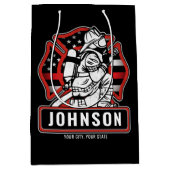 Personalisierte Feuerwehrfeuerfestungsflagge Mittlere Geschenktüte (Vorderseite)