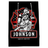 Personalisierte Feuerwehrfeuerfestungsflagge Mittlere Geschenktüte (Rückseite)