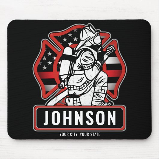 Personalisierte Feuerwehrfeuerfestungsflagge Mousepad (Vorne)