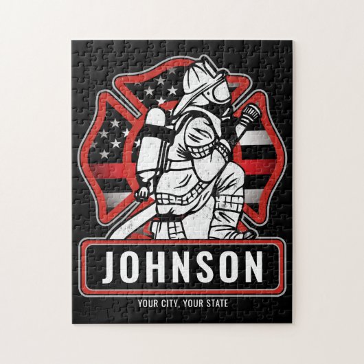 Personalisierte Feuerwehrfeuerfestungsflagge Puzzle (Vertikal)