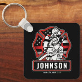 Personalisierte Feuerwehrfeuerfestungsflagge Schlüsselanhänger (Vorderseite)