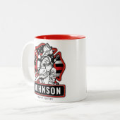 Personalisierte Feuerwehrfeuerfestungsflagge Zweifarbige Tasse (Vorderseite Links)