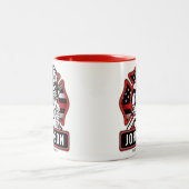Personalisierte Feuerwehrfeuerfestungsflagge Zweifarbige Tasse (Mittel)