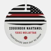 Personalisierte Feuerwehrfeuerlöschdecke dünne rot Ornament Aus Glas (Rückseite)