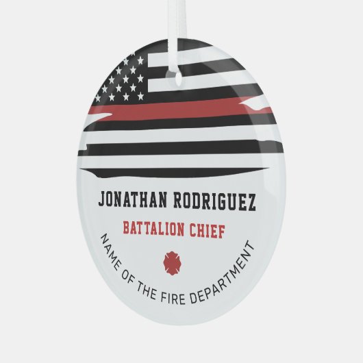 Personalisierte Feuerwehrfeuerlöschdecke dünne rot Ornament Aus Glas (Vorderseite links)