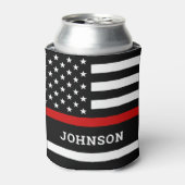 Personalisierte Feuerwehrflagge dünne rote Linie Dosenkühler (Kanne Vorderseite)