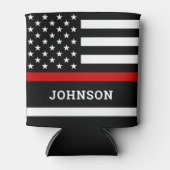 Personalisierte Feuerwehrflagge dünne rote Linie Dosenkühler (Vorderseite)