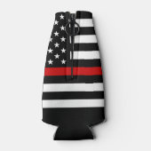 Personalisierte Feuerwehrflagge dünne rote Linie Flaschenkühler (Rückseite)