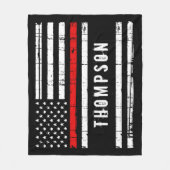 Personalisierte Feuerwehrflagge dünne rote Linie Fleecedecke (Vorderseite)