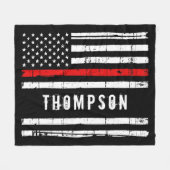 Personalisierte Feuerwehrflagge dünne rote Linie Fleecedecke (Vorderseite (Horizontal))