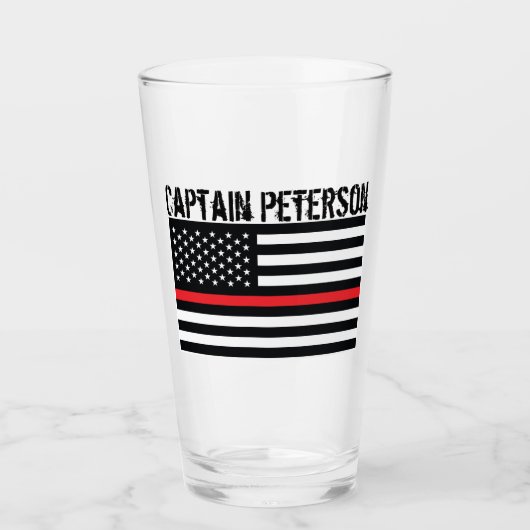 Personalisierte Feuerwehrleute Thin Red Line-Flagg Glas (Vorderseite)