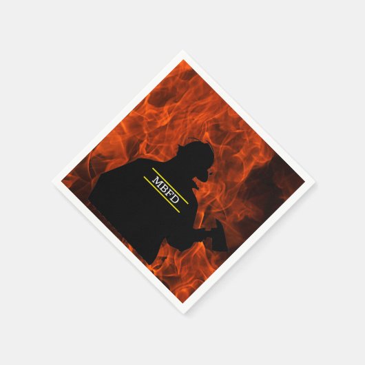 Personalisierte Feuerwehrleute und Flammen Napkins Serviette (Ecke)