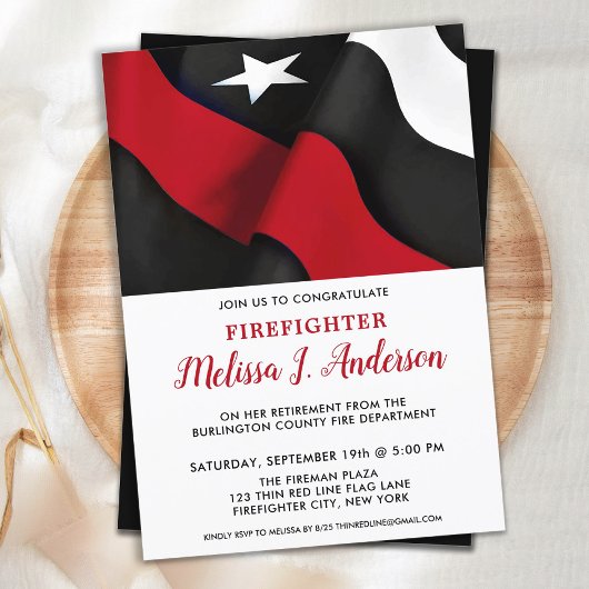 Personalisierte Feuerwehrruhestandsruhe in dünner  Einladung