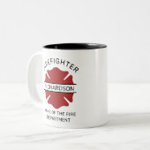 Personalisierte Feuerwehrsymbolabteilung Zweifarbige Tasse (Vorderseite Links)