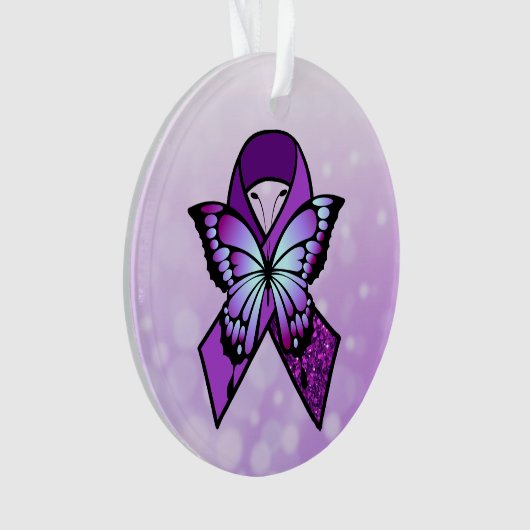 Personalisierte Fibromyalgie, Schleife und Schmett Ornament (Vorderseite)