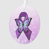 Personalisierte Fibromyalgie, Schleife und Schmett Ornament (Vorderseite)