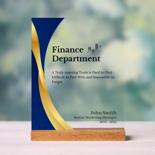 Personalisierte Finanzabteilung Acrylschild (Neutral)