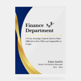 Personalisierte Finanzabteilung Acrylschild