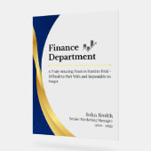 Personalisierte Finanzabteilung Acrylschild (Winkel)