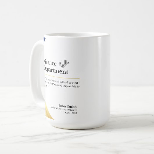 Personalisierte Finanzabteilung Kaffeetasse (Vorderseite Links)