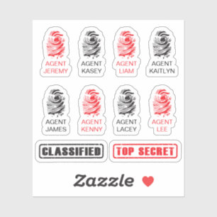 Personalisierte Fingerprint Spy Party Stickers Aufkleber