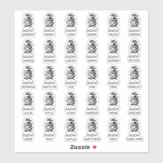 Personalisierte Fingerprint Spy Party Stickers Aufkleber (Blatt)