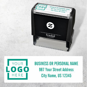 Personalisierte Firmenlogo-Adresse Grün Permastempel