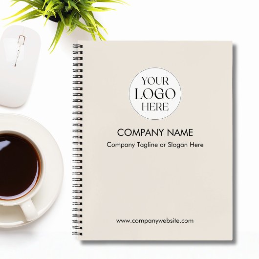 Personalisierte Firmenlogo-Vorlage Beige Notizblock