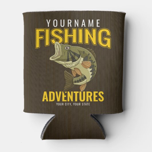Personalisierte Fischabenteuer Bassfisch Angeln Dosenkühler (Vorderseite)