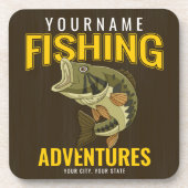 Personalisierte Fischabenteuer Bassfisch Angeln Getränkeuntersetzer (Vorderseite)