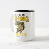 Personalisierte Fischabenteuer Bassfisch Angeln Zweifarbige Tasse (Vorderseite Links)