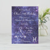 Personalisierte Fische Zodiac Galaxy Party Einladung (Stehend Vorderseite)