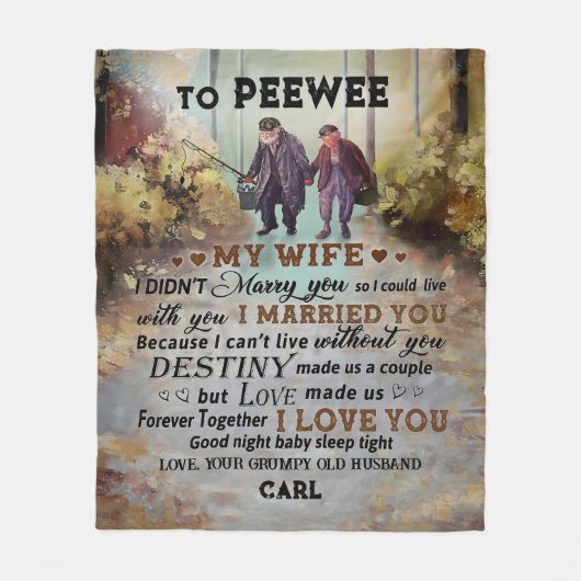 Personalisierte Fischerei auf meine Ehefrau Blanke Fleecedecke (Vorderseite)