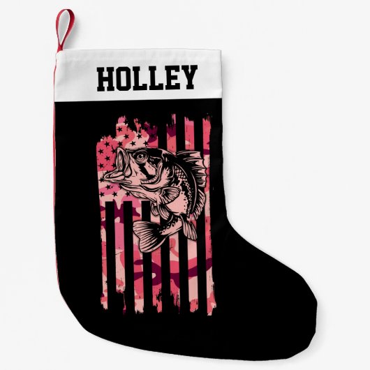 Personalisierte Fischerei - Camouflage US-Flagge Kleiner Weihnachtsstrumpf (Vorderseite)