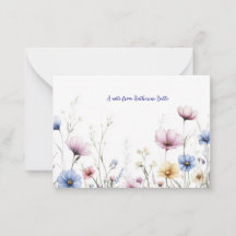 Personalisierte Flache Notizkarte Aquarellblumen