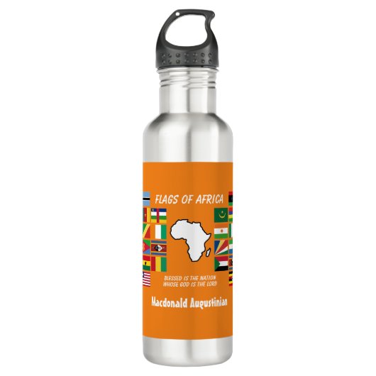 Personalisierte FLAGEN AFRIKAS Orange Edelstahlflasche (Vorderseite)